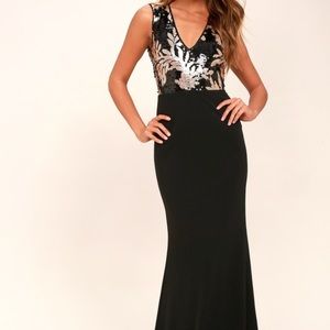 LULUS Gilded Glory Gold and Black Sequin Maxi